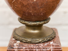 Load image into Gallery viewer, French Rouge Marble Mantle Vase with Lion Handles, 20th Century