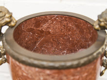 Load image into Gallery viewer, French Rouge Marble Mantle Vase with Lion Handles, 20th Century