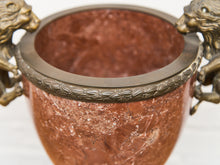 Load image into Gallery viewer, French Rouge Marble Mantle Vase with Lion Handles, 20th Century