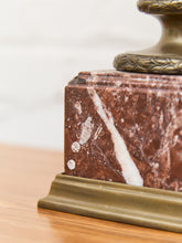 Load image into Gallery viewer, French Rouge Marble Mantle Vase with Lion Handles, 20th Century