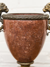 Load image into Gallery viewer, French Rouge Marble Mantle Vase with Lion Handles, 20th Century
