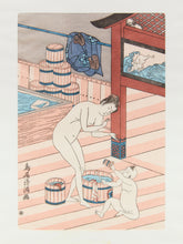 Load image into Gallery viewer, Ukiyo-e Female Bathers Woodblock Prints of Japanese Artist, Torri Kiyonag Signed