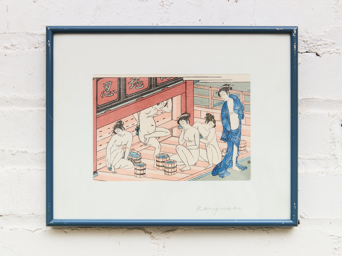 Ukiyo-e Female Bathers Woodblock Prints of Japanese Artist, Torri
