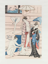 Load image into Gallery viewer, Ukiyo-e Female Bathers Woodblock Prints of Japanese Artist, Torri Kiyonag Signed