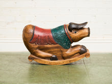Load image into Gallery viewer, Asian Vintage Super Rare Hand-Carved Wooden Rocking Pig