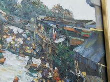 Load image into Gallery viewer, Original Oil on Canvas Thai Impressionist River Marketplace by Patamares Livisit