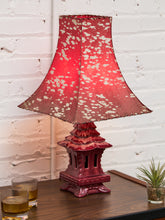 Load image into Gallery viewer, Pagoda 1950’s Red Asian Pottery Lamp By Haeger