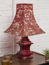Load image into Gallery viewer, Pagoda 1950’s Red Asian Pottery Lamp By Haeger
