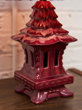Load image into Gallery viewer, Pagoda 1950’s Red Asian Pottery Lamp By Haeger