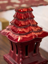 Load image into Gallery viewer, Pagoda 1950’s Red Asian Pottery Lamp By Haeger