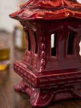 Load image into Gallery viewer, Pagoda 1950’s Red Asian Pottery Lamp By Haeger