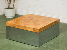 Load image into Gallery viewer, Milo Baughman Burlwood and Chrome Coffee Table