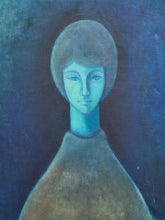Load image into Gallery viewer, 1960 Original Oil Painting The Blue Gaze