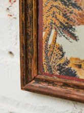 Load image into Gallery viewer, Vintage Japan Silk Hand Embroidered Tapestry Torii Shinto Shrine Gate & Minks Bridge