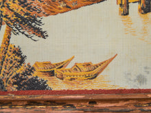 Load image into Gallery viewer, Vintage Japan Silk Hand Embroidered Tapestry Torii Shinto Shrine Gate & Minks Bridge
