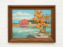 Load image into Gallery viewer, Mid Century Moonlit Harbor Oil Painting