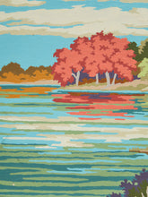 Load image into Gallery viewer, Mid Century Moonlit Harbor Oil Painting