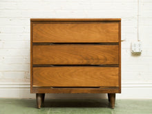 Load image into Gallery viewer, Walnut 3 drawer Mid Century Dresser
