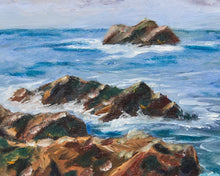Load image into Gallery viewer, Rocks at Monterey Oil Painting by Nila Brereton H.