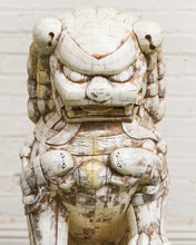 Load image into Gallery viewer, Pair of Monumental Carved Ox Bone Guardian Lions on Plinths