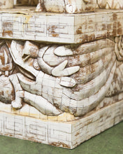 Load image into Gallery viewer, Pair of Monumental Carved Ox Bone Guardian Lions on Plinths