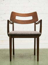Load image into Gallery viewer, Mid Century Broyhill Walnut and Vinyl Seat Upholstered Chairs