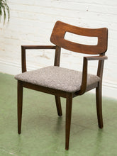 Load image into Gallery viewer, Mid Century Broyhill Walnut and Vinyl Seat Upholstered Chairs