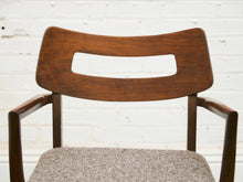 Load image into Gallery viewer, Mid Century Broyhill Walnut and Vinyl Seat Upholstered Chairs