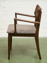 Load image into Gallery viewer, Mid Century Broyhill Walnut and Vinyl Seat Upholstered Chairs