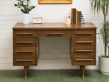 Load image into Gallery viewer, Vintage Walnut Double Pedestal Desk