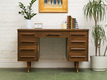 Load image into Gallery viewer, Vintage Walnut Double Pedestal Desk