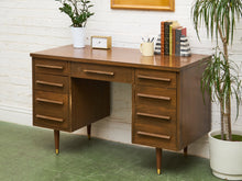 Load image into Gallery viewer, Vintage Walnut Double Pedestal Desk