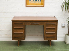 Load image into Gallery viewer, Vintage Walnut Double Pedestal Desk