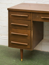 Load image into Gallery viewer, Vintage Walnut Double Pedestal Desk