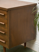 Load image into Gallery viewer, Vintage Walnut Double Pedestal Desk