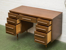 Load image into Gallery viewer, Vintage Walnut Double Pedestal Desk