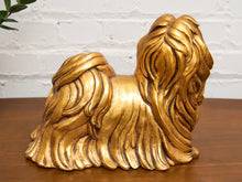 Load image into Gallery viewer, Kay Finch Vintage California Gold Ceramic Shih Tzu Dog Large