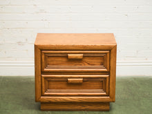 Load image into Gallery viewer, Boho Two Drawer Oak Nightstand