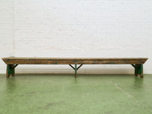 Load image into Gallery viewer, Primitive Industrial Bench with Verdigris Undertones