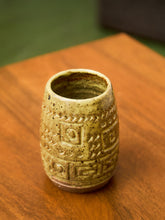 Load image into Gallery viewer, Earth-Toned Studio Pottery Vessel with Geometric Relief