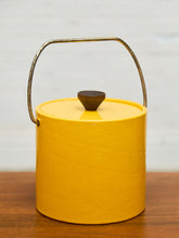 Load image into Gallery viewer, Mid-Century Modern Yellow Enamel Ice Bucket with Wooden Knob