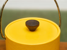 Load image into Gallery viewer, Mid-Century Modern Yellow Enamel Ice Bucket with Wooden Knob