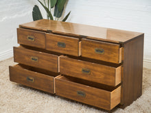 Load image into Gallery viewer, 7 Drawer Vintage Campaign Dresser Formica Top