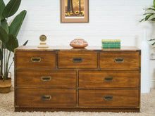 Load image into Gallery viewer, 7 Drawer Vintage Campaign Dresser Formica Top