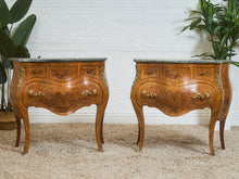 Load image into Gallery viewer, French Bombay Vintage Green Marble Top Nightstands