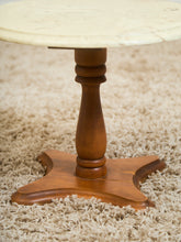 Load image into Gallery viewer, Traventine Round pedestal Vintage Side Table