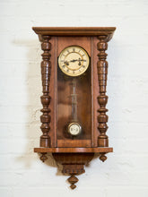 Load image into Gallery viewer, Antique Wall Clock Hamburg German Wood Case Top Bell Project Repair