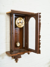 Load image into Gallery viewer, Antique Wall Clock Hamburg German Wood Case Top Bell Project Repair