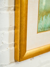 Load image into Gallery viewer, Framed Balinese Watercolor Painting of Rice Farmers on Silk