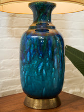 Load image into Gallery viewer, Studio Pottery Glazed Blue Lamp